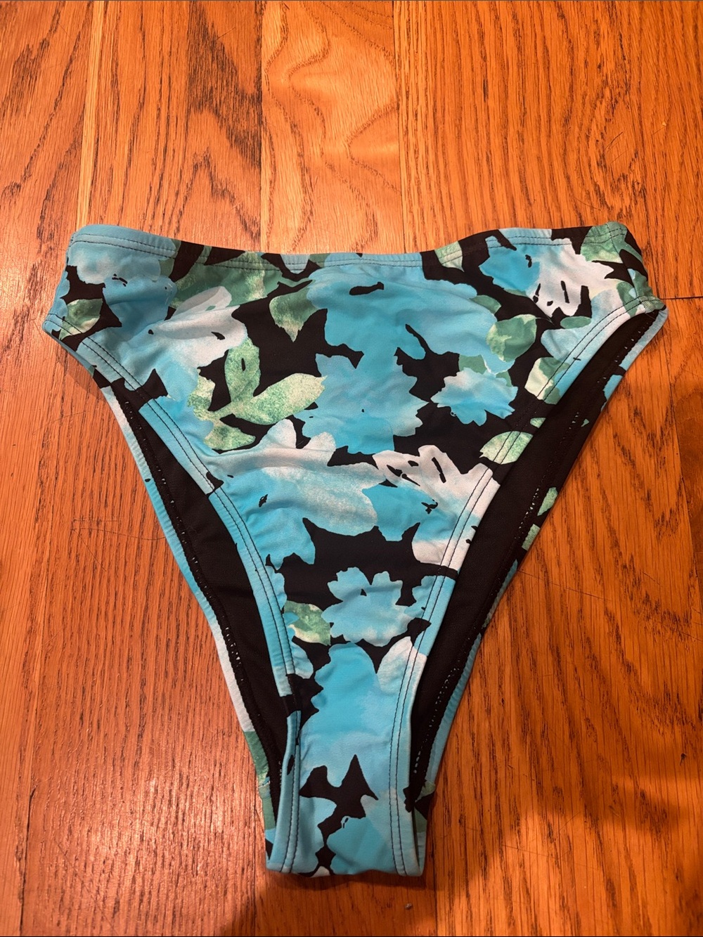 Lulu's Black and Aqua Floral Bikini Bottom